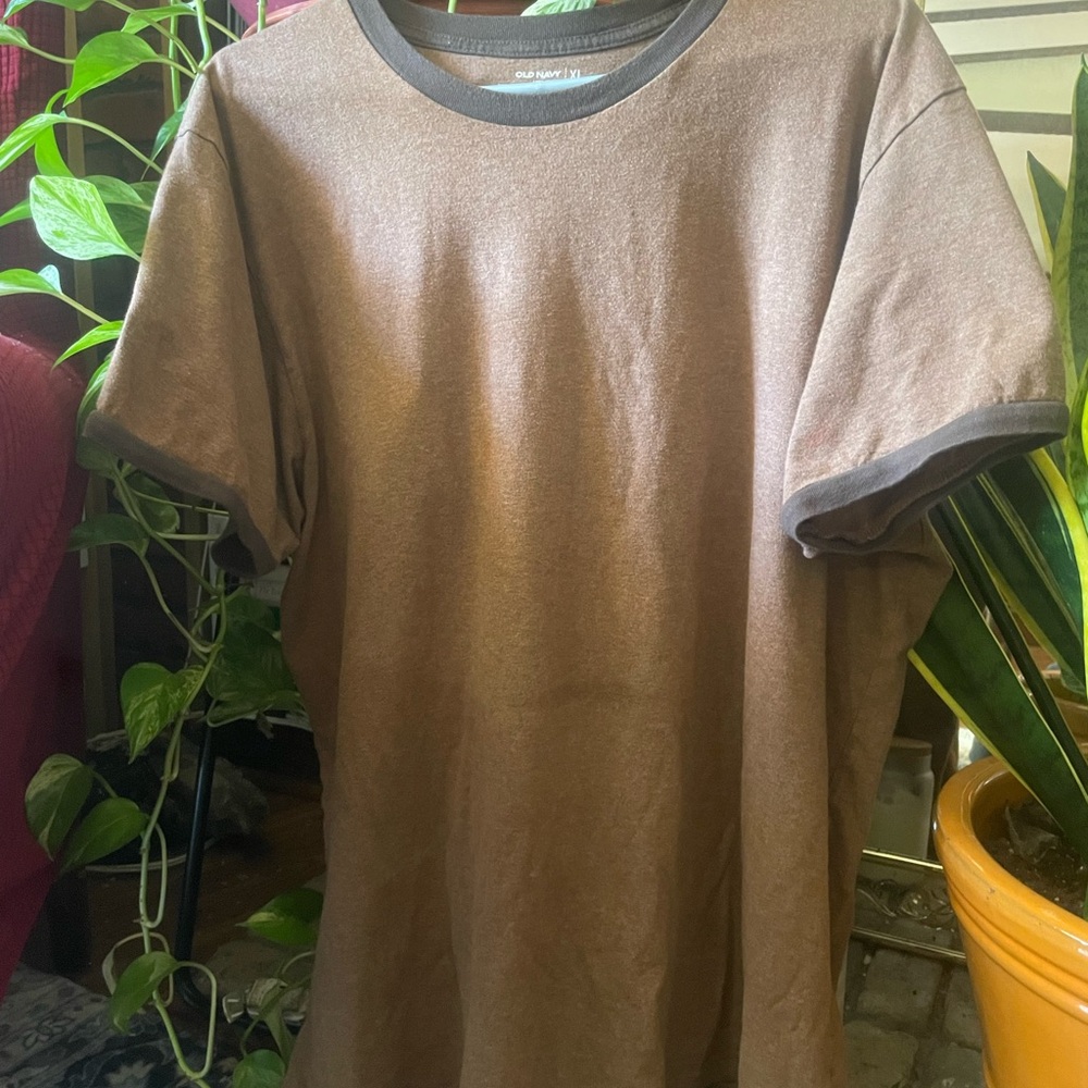 OLD NAVY BROWN MENS RINGER TEE XL